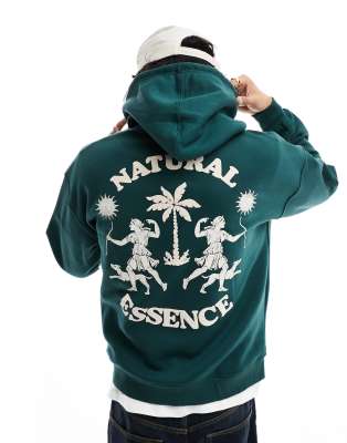 Shop Pull & Bear Naturals Essence Hoodie In Green