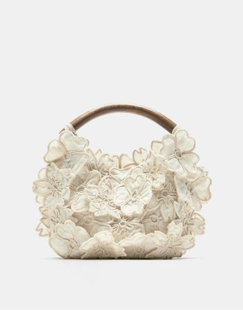 Pull&Bear – Naturvit, blommig handväska - view 1