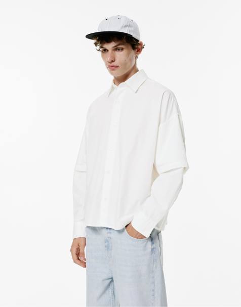 Pull&Bear – Naturvit skjorta med dubbla ärmar - view 1