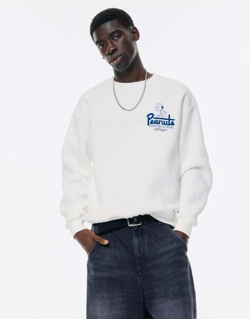 Pull&Bear – Naturvit sweatshirt med Snobben-tryck