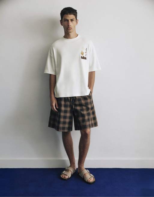 Pull&Bear – Naturvit t-shirt med korta ärmar och tryck, 4 av 4