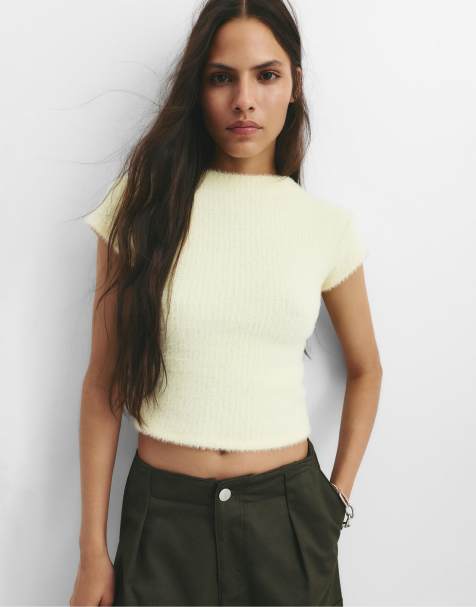 Pull&Bear – Naturvit, texturerad t-shirt med mjuk känsla - view 1