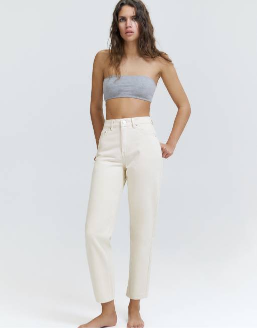 Pull&Bear – Naturvita jeans i mom fit med hög midja, 6 av 7