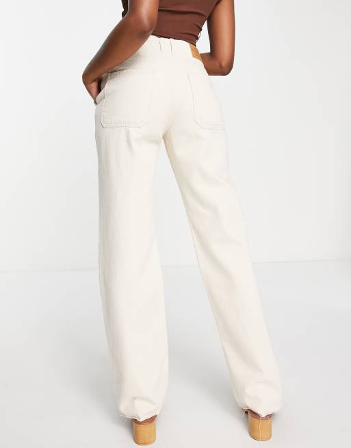 Pull&Bear – Naturvita jeans med raka ben och hög midja, 2 av 4