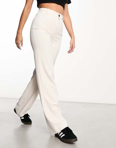 Pull&Bear - Nauwsluitende broek met hoge taille in ecru - view 1