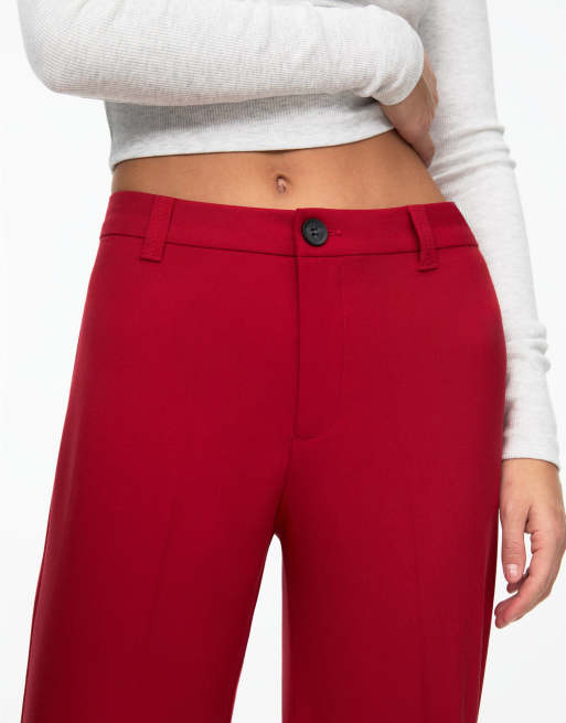 Pull&Bear - Nauwsluitende broek met rechte pijpen in rood, 3 van 4