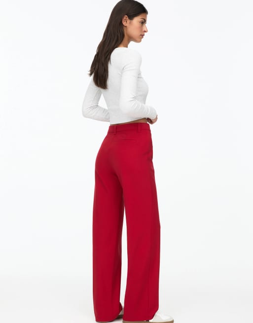 Pull&Bear - Nauwsluitende broek met rechte pijpen in rood, 4 van 4