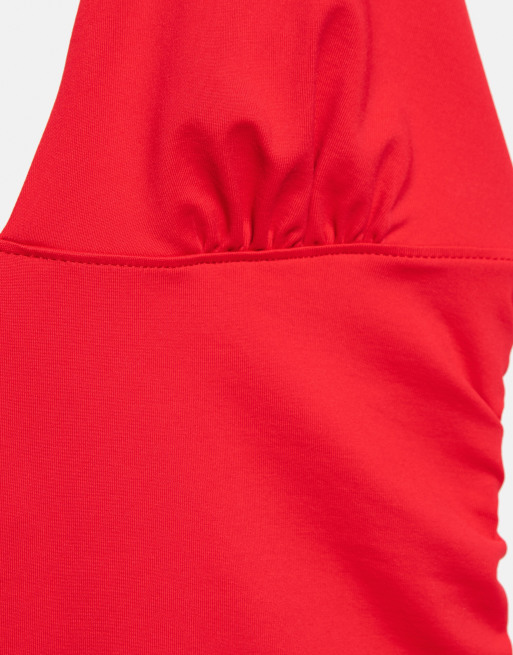 Pull&Bear Neckholder-Top mit Raffungen in Rot, 6 von 7