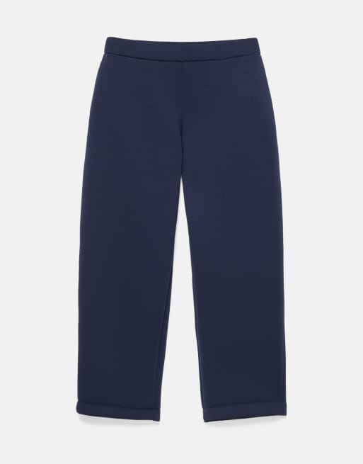 Pull&Bear Neoprene-effect barrel trousers in navy, 5 of 7