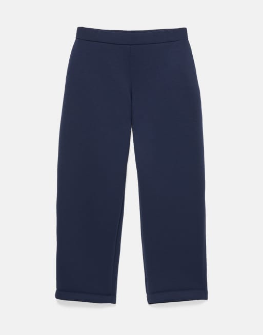 Pull&Bear Neoprene-effect barrel trousers in navy, 7 of 7