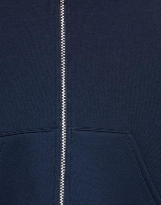 Pull&Bear Neoprene-effect zip hoodie in navy, 6 of 7