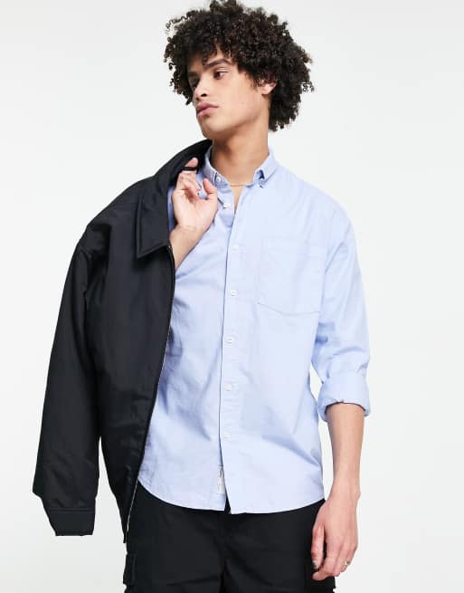 Pull&Bear - Net Oxford overhemd in blauw 