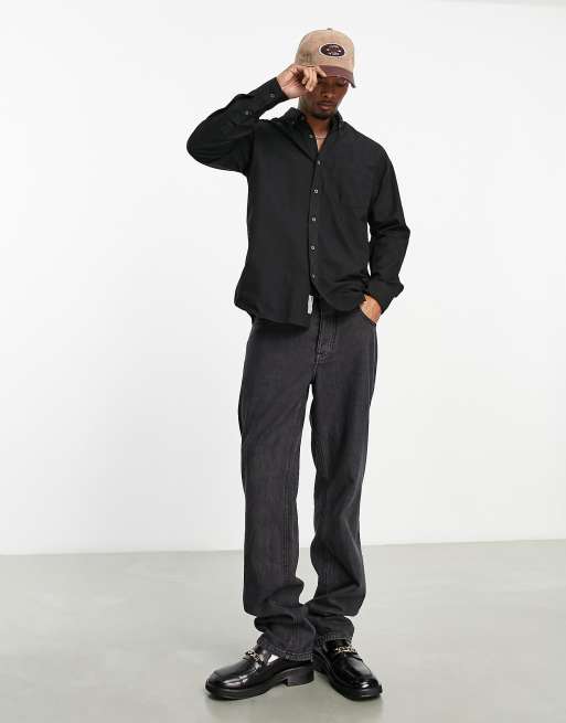 Pull&Bear - Net Oxford overhemd in zwart
