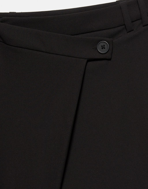 Pull&Bear nette broek met overslagtaille in zwart, 5 van 7