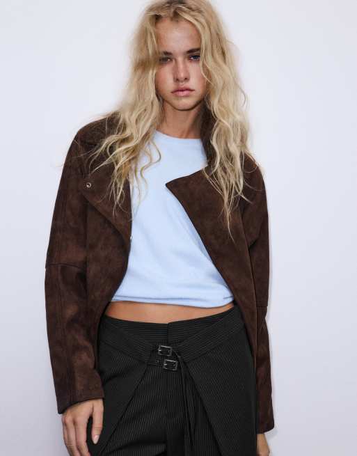 Pull&Bear nette broek met plooien en gespen in gestreept, 3 van 7