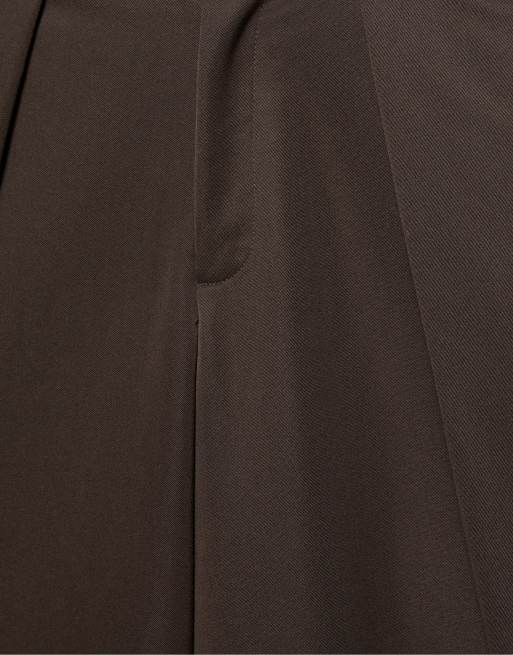 Pull&Bear - Nette broek met vouwnaden in bruin, 7 van 7