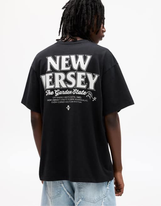 Pull&Bear New Jersey t-shirt in anthracite grey