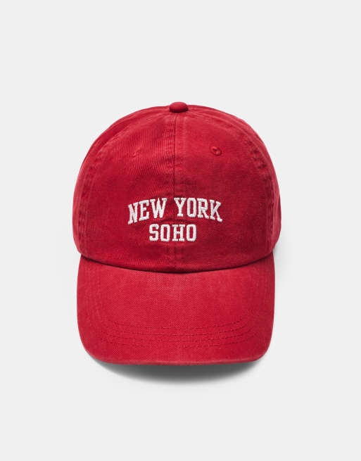 Pull&Bear New york graphic cap in red, 2 of 4