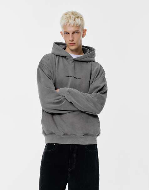 Pull&Bear New york graphic hoodie in grey - view 1