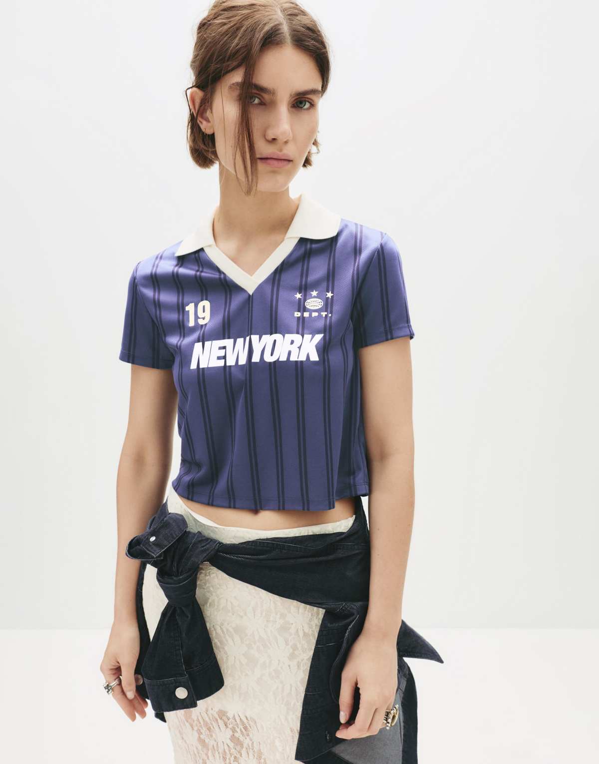 Pull&Bear New york soccer t-shirt in dark blue