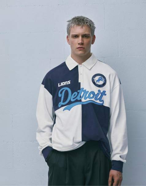 Pull&Bear Nfl detroit polo shirt in off white