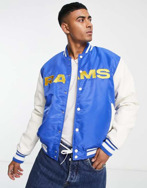 Pull&Bear NFL LA Rams varsity jacket in blue | ASOS