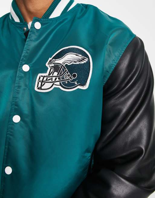 Pull&Bear NFL Philadelphia Eagles varsity jacket in green