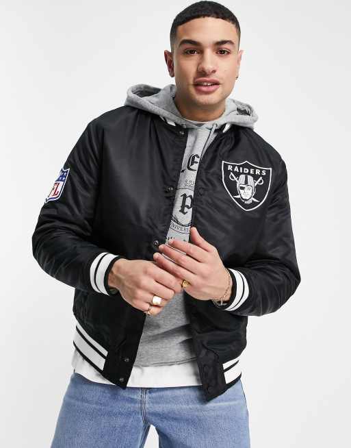Pull&Bear - NFL - Sort bomber-jakke i collegestil