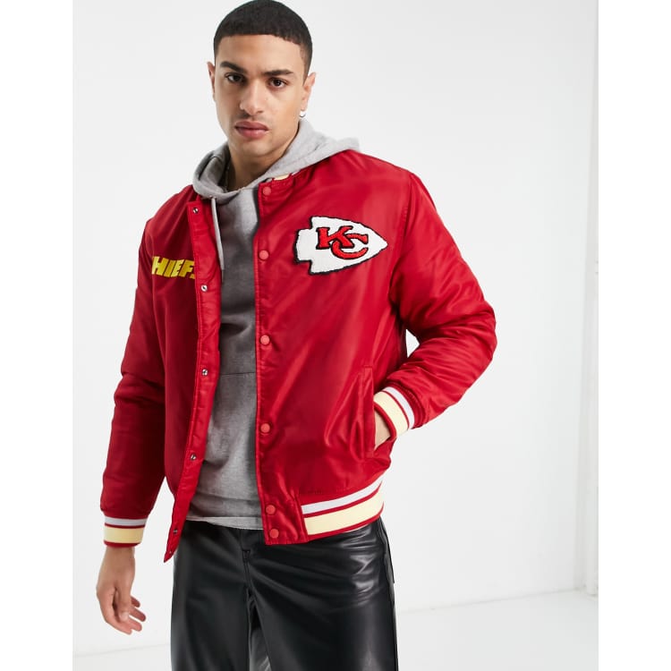 Pull Bear NFL varsity bomber jacket in red