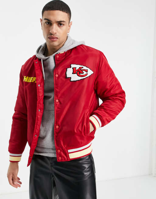 Pull&Bear NFL varsity bomber jacket in red