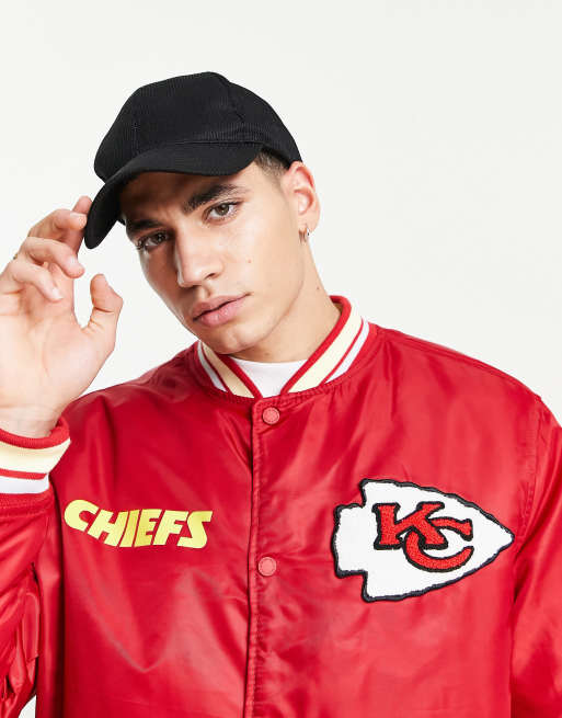 Pull&Bear NFL varsity bomber jacket in red