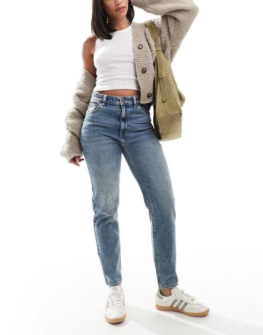 Pull&Bear – Niebieskie jeansy mom fit