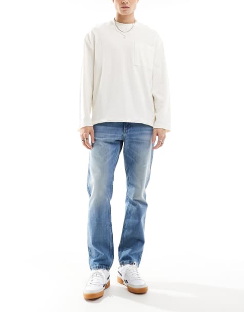 Pull&Bear – Niebieskie jeansy o prostym kroju vintage - view 1