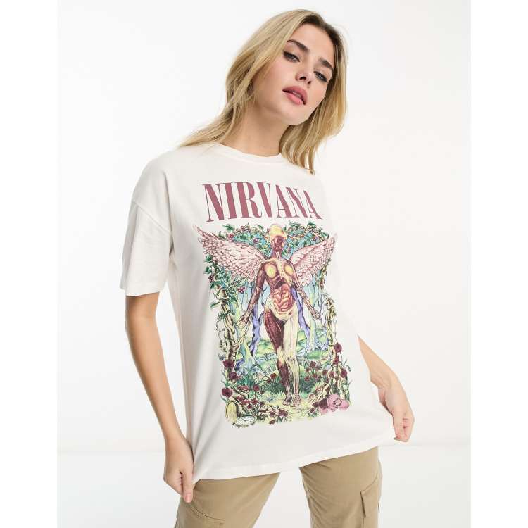 Pull&Bear Nirvana graphic t-shirt in white