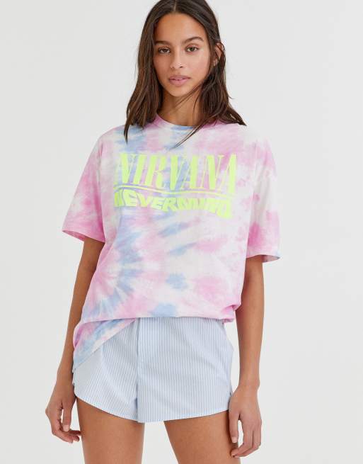 aktivering fusion Mål Pull&Bear Nirvana t-shirt in purple tie dye | ASOS