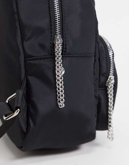 Pull Bear nylon backpack in black ASOS