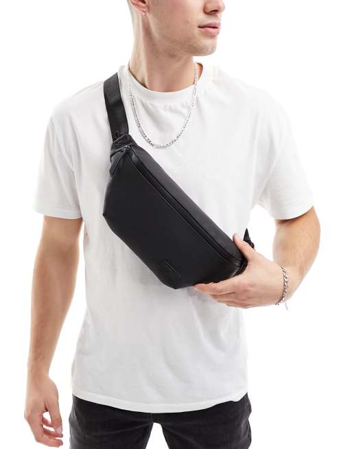 Black nylon shop bum bag