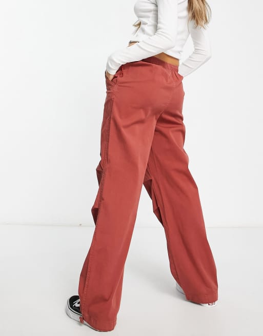 Pull&Bear nylon cargo parachute pants in burnt orange