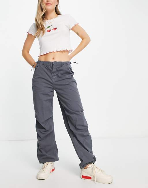 Monki parachute pants in gray