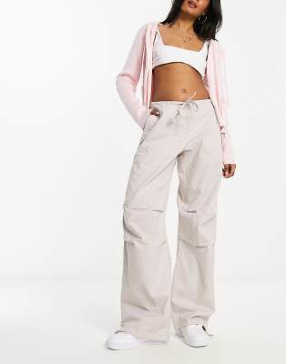 Pull & Bear Oversized Parachute Pants In Stoneneutral ModeSens