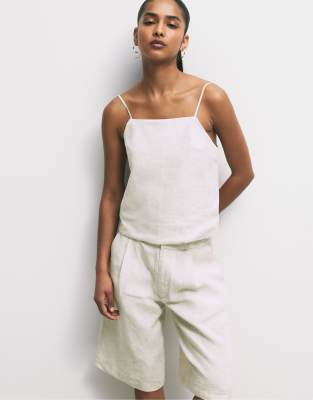 Pull & Bear - Oberteil aus 100% Leinen in Hellbraun