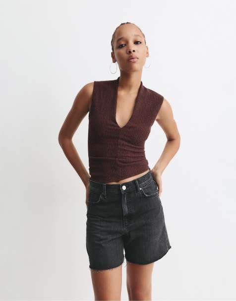 Pull&Bear – Oberteil aus Crepe in Burgunderrot - view 1