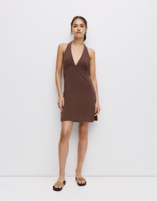 Pull & Bear - Oberteil in Braun mit Rückenausschnitt
