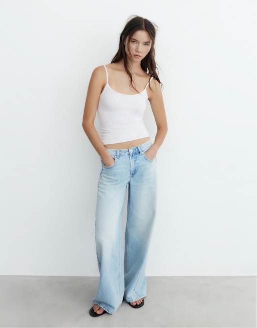 Pull&Bear – Oberteil in meliertem Grau mit schmalen Trägern, 4 von 7