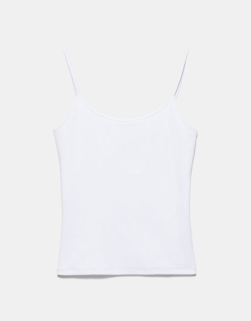 Pull&Bear – Oberteil in Weiß mit feinen Trägern, 5 von 7
