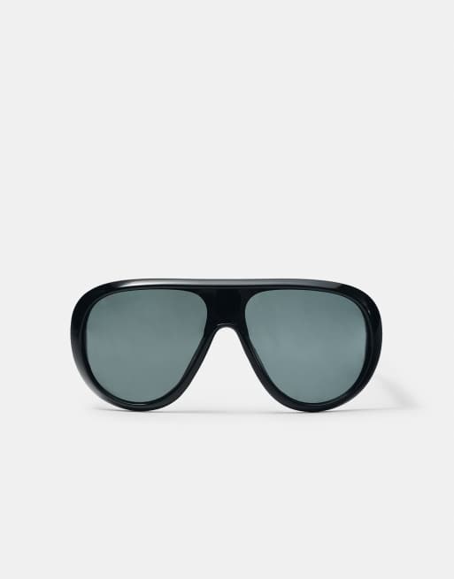 Pull&Bear - Occhiali da sole aviatore in resina neri, 2 di 4