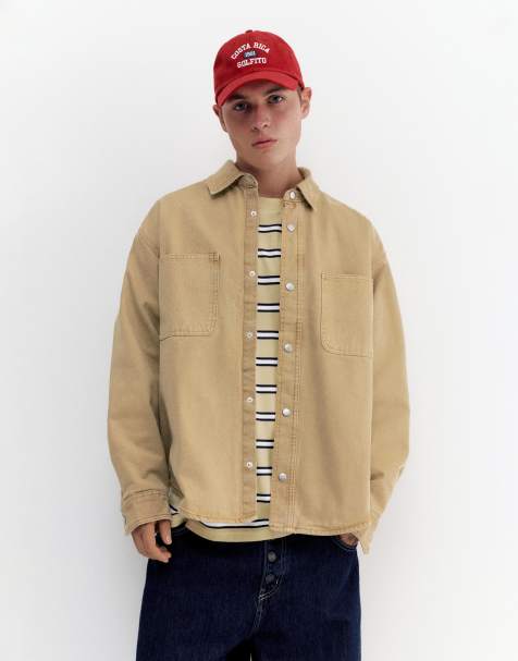 Pull&Bear – Ockrafärgad overshirt med fickor - view 1