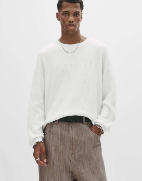 Pull&Bear - Offwhite sweater i vaffelstrik - view 1