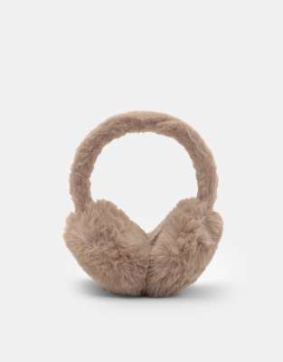 Pull & Bear - Ohrenschützer aus Kunstpelz in Maulwurfbraun-Brown