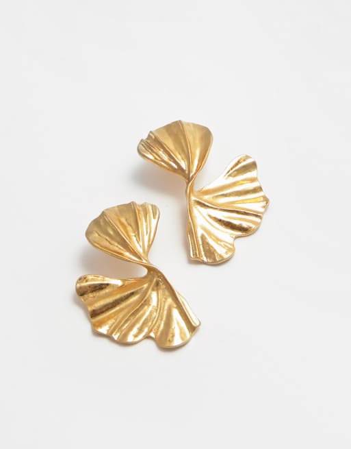 Pull&Bear – Ohrringe in Goldoptik mit Blumendesign